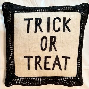Trick or Treat Halloween Pillow Cushion Zippered Removable Cover
